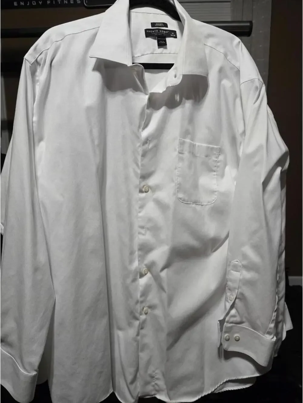 5 Pack Pronto Uomo White Long Sleeve Dress Shirt 100% Cotton Size 18 34/35